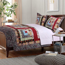 Load image into Gallery viewer, Rustic 3-Piece King Quilt Set with 100% Cotton Patchwork Design - Cozy &amp; Stylish