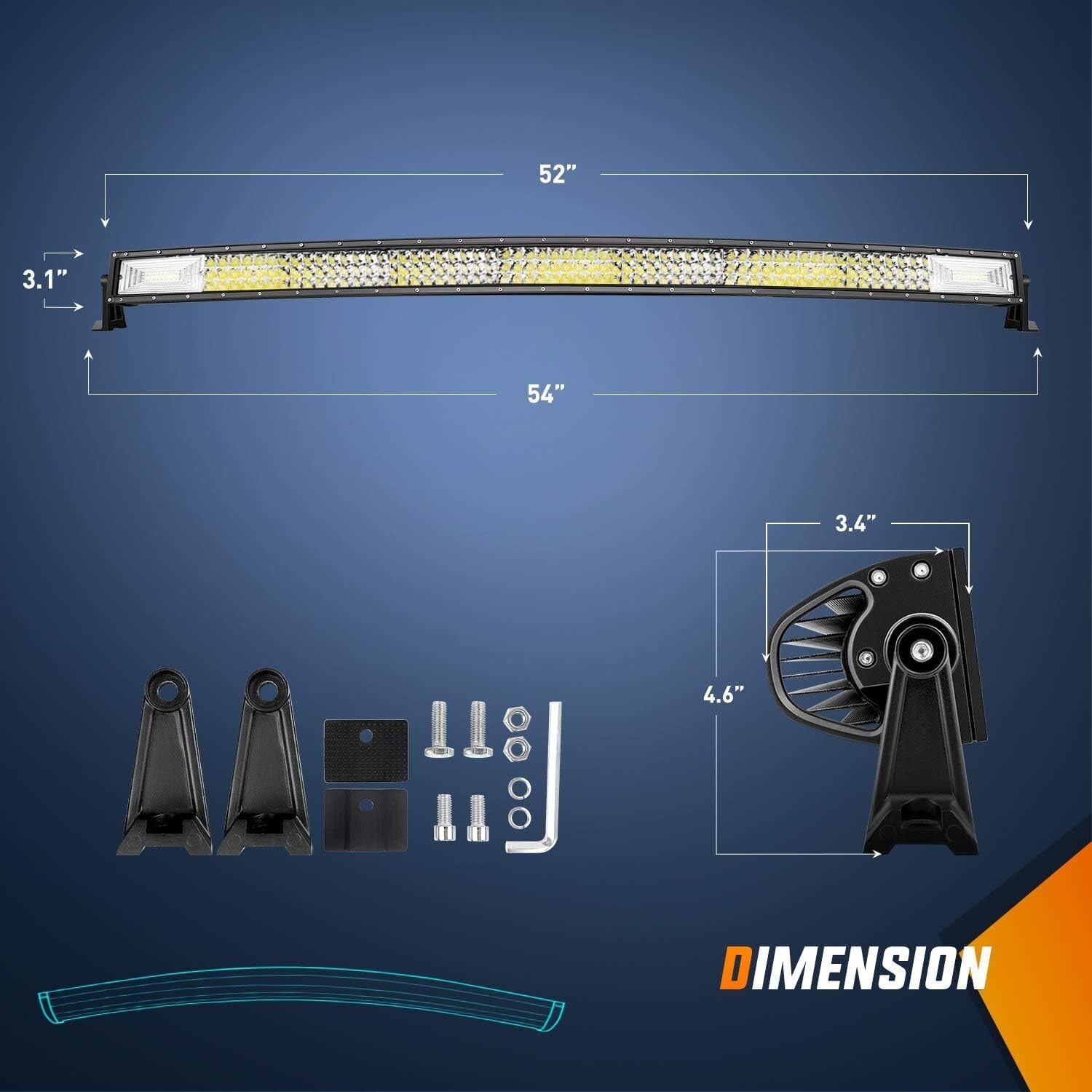 52-Inch LED Light Bar - 783W Triple Row Combo Beam for Off-Road Trucks & Boats
