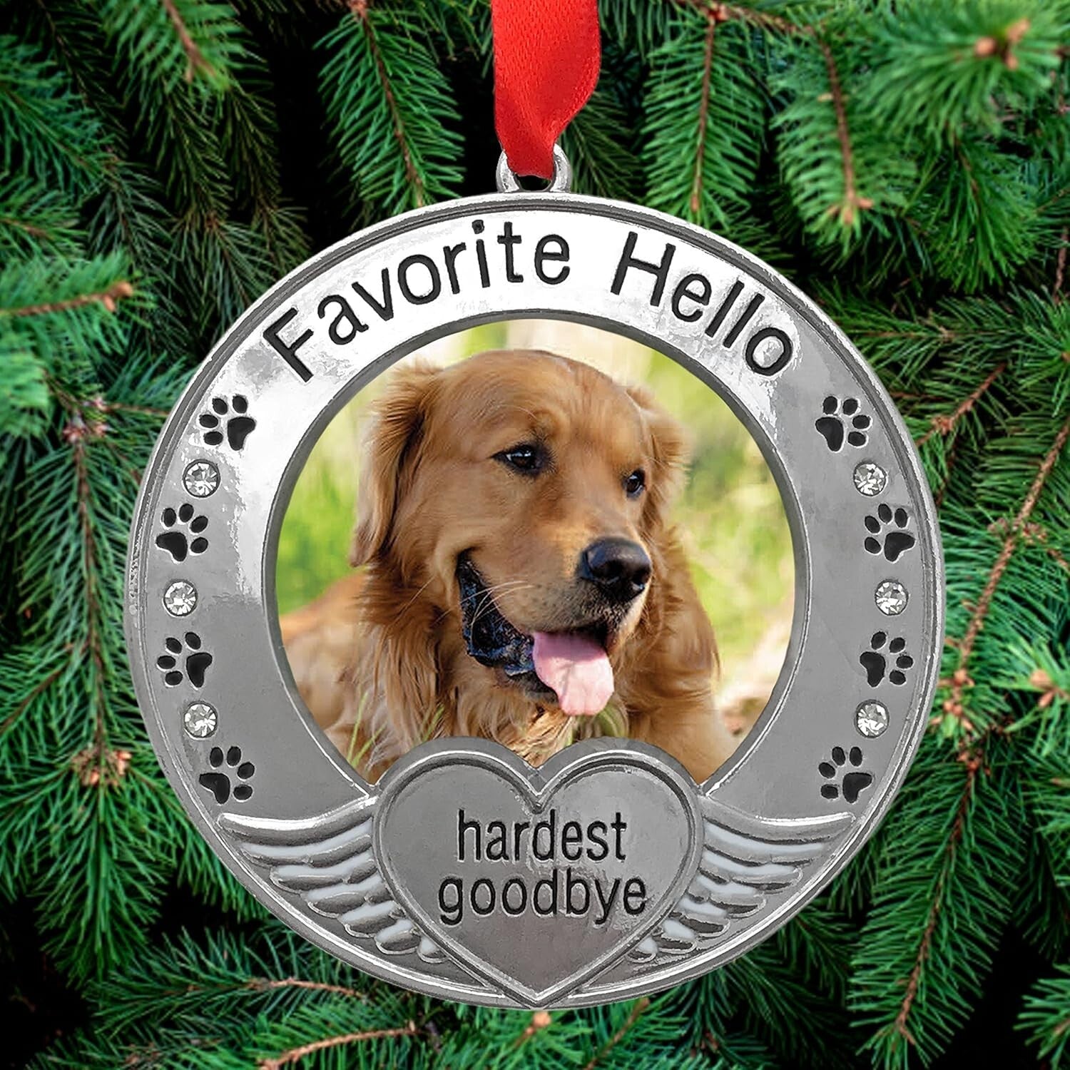 Heartfelt Pet Remembrance Ornaments with Photo Frame - Gift Bag Included