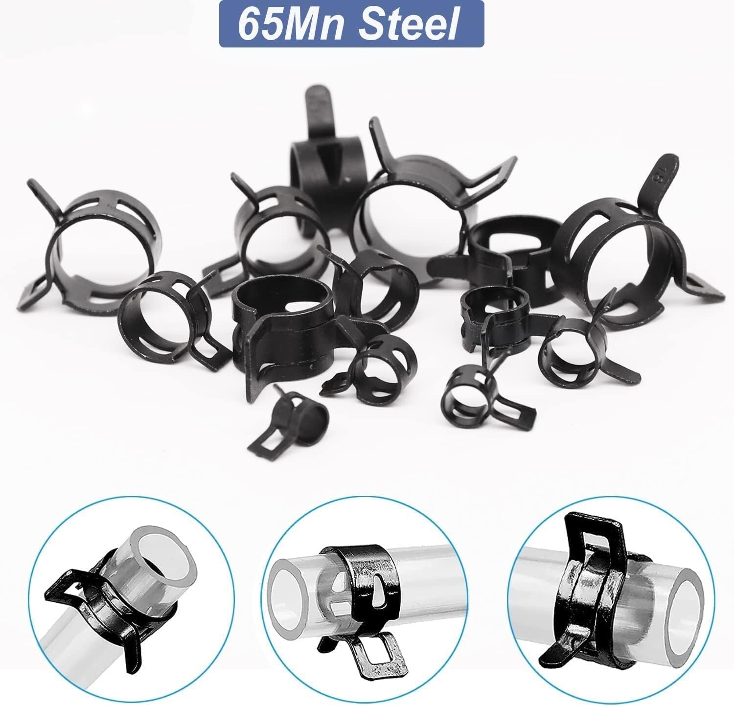 60-Pack Spring Steel Hose Clamps for Reliable Leak-Proof Connections (28-33mm)