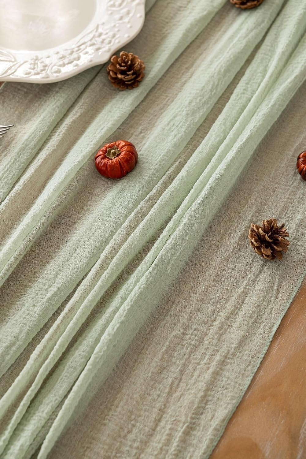 Breathable Cotton Cheesecloth Runners - Sage Green 6pcs for Elegant Decor