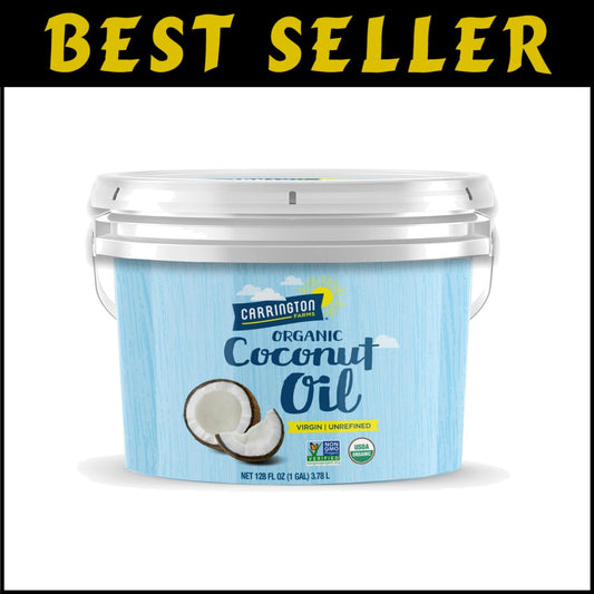 Unrefined Organic Coconut Oil - 1 Gallon (128 fl. oz.) for Cooking, Skin & Hair