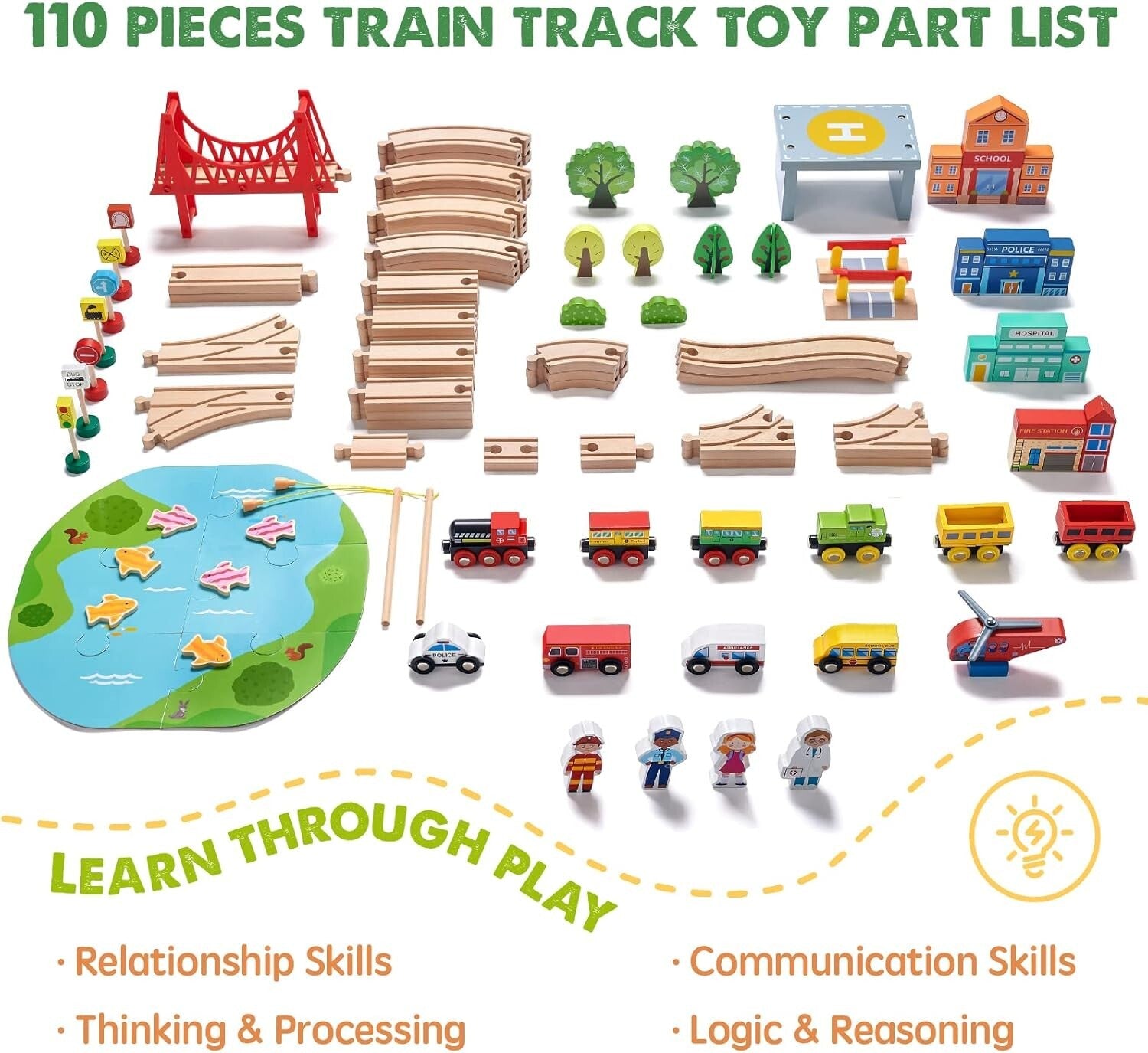 Engaging 110-Piece Train Set for Toddlers: Safe & Compatible with All Brands