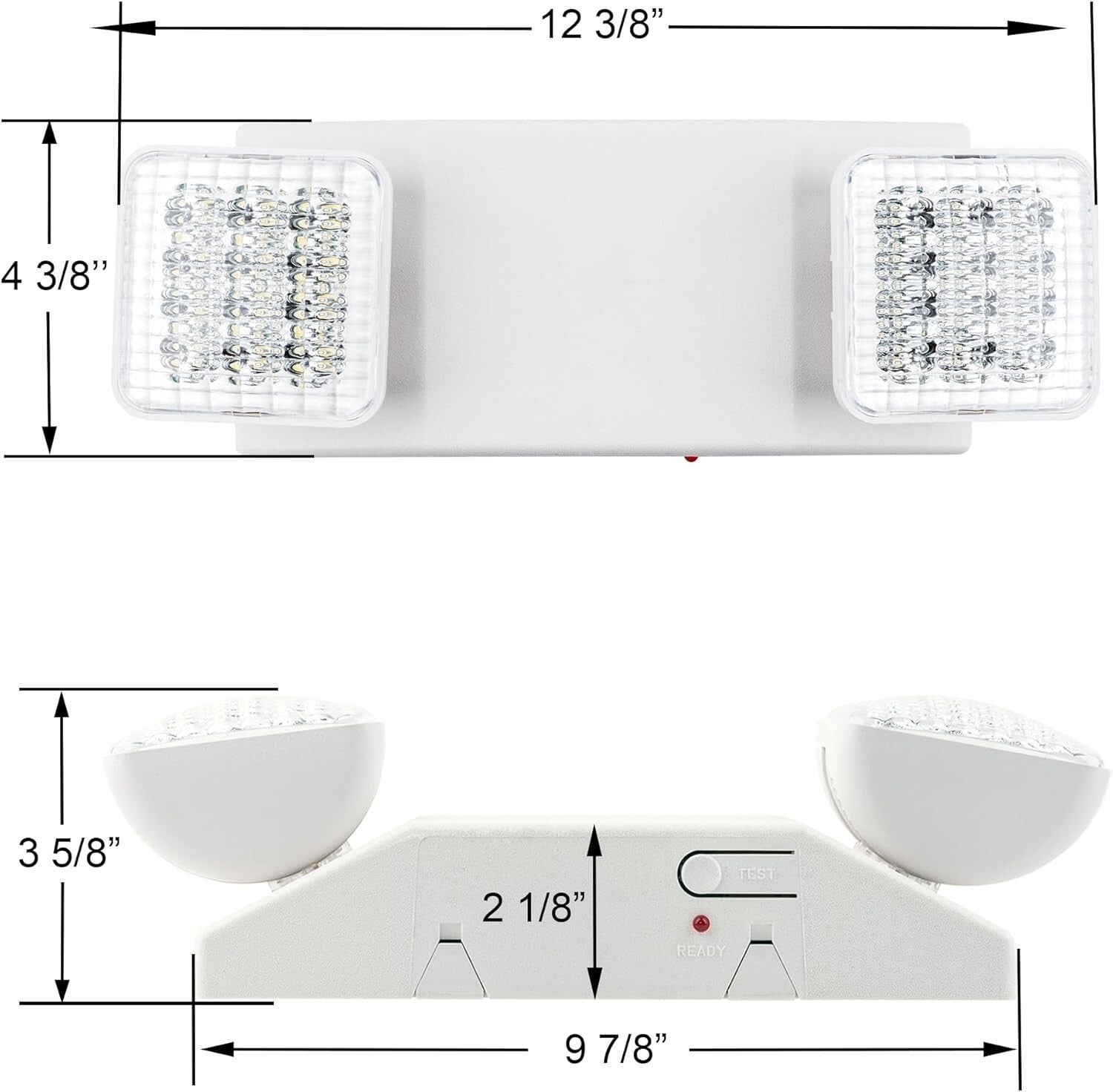 2-Pack LED Emergency Lighting Fixtures with Battery Backup - UL 924 Certified