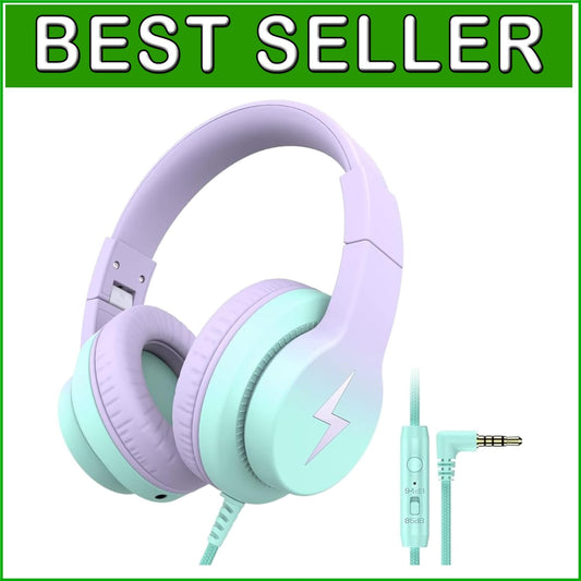 Child-Friendly Foldable Headphones with Mic - Adjustable Over-Ear Kids' Audio