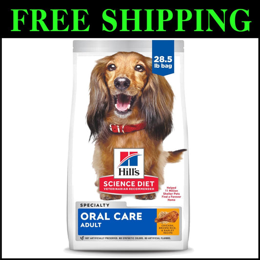 Premium Adult Dog Food with Chicken, Rice & Barley – 28.5 lb for Dental Health