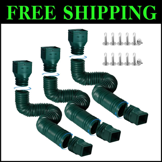 Adjustable Rain Water Downspout Extenders - Flexible, Durable & Easy to Install