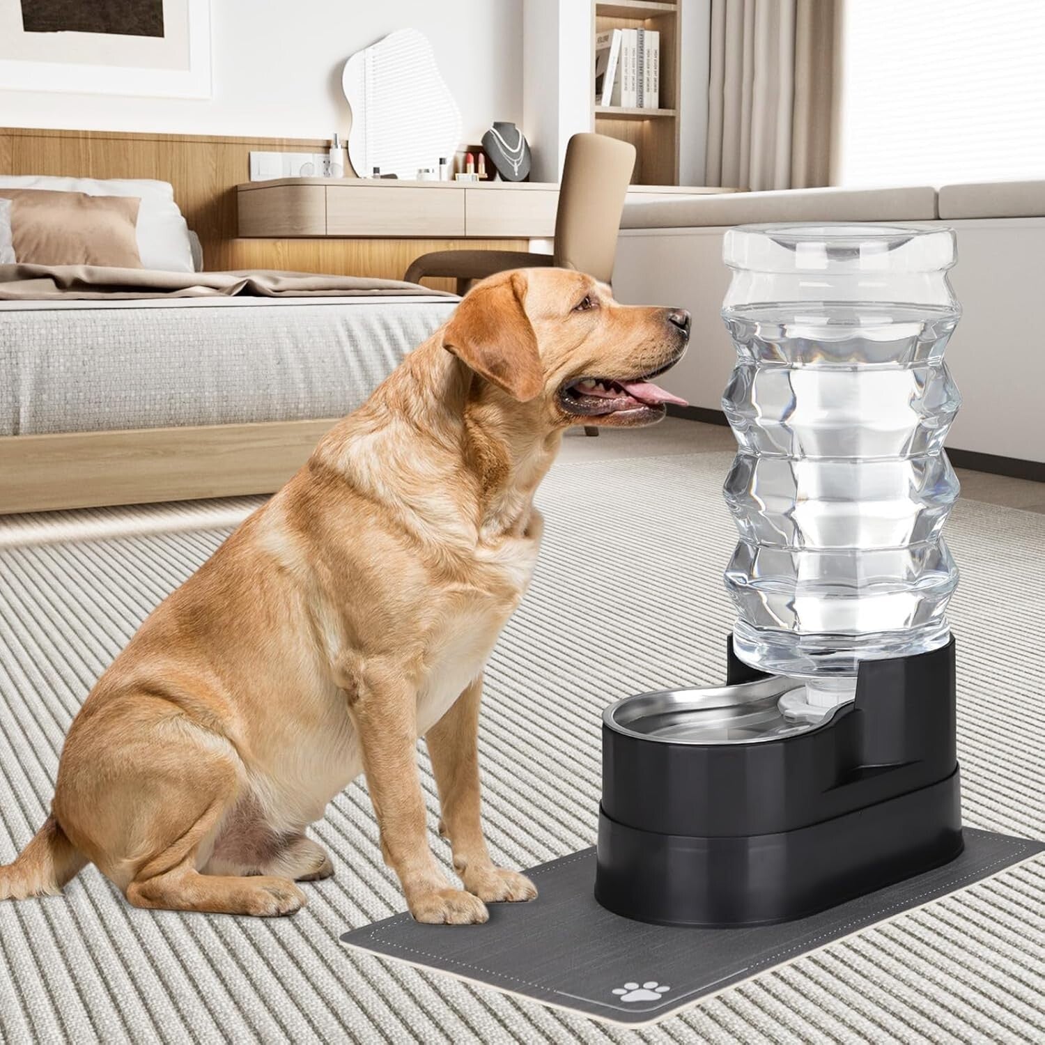 9L Automatic Gravity-Fed Pet Waterer for Large Dogs and Cats - Stainless Steel