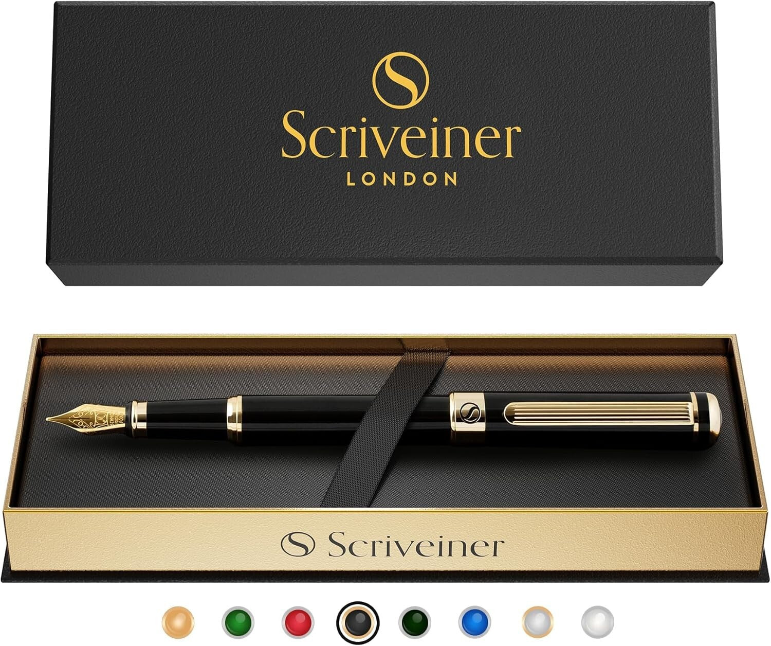 Schmidt 18K Nib Broad Fountain Pen in Black with Gold Trim - Write with Elegance