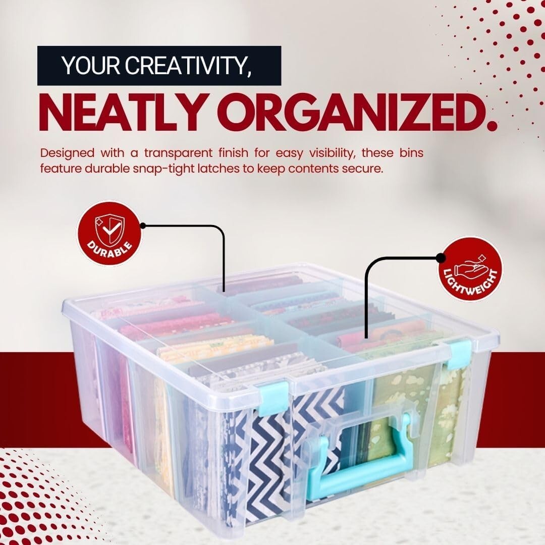 Heavy-Duty Double Deep Craft Organizer with Removable Dividers - Aqua & Clear