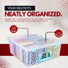 Load image into Gallery viewer, Heavy-Duty Double Deep Craft Organizer with Removable Dividers - Aqua &amp; Clear