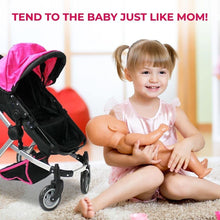 Load image into Gallery viewer, Lightweight Doll Stroller with Foldable Bassinet &amp; Swivel Wheels for Easy Travel