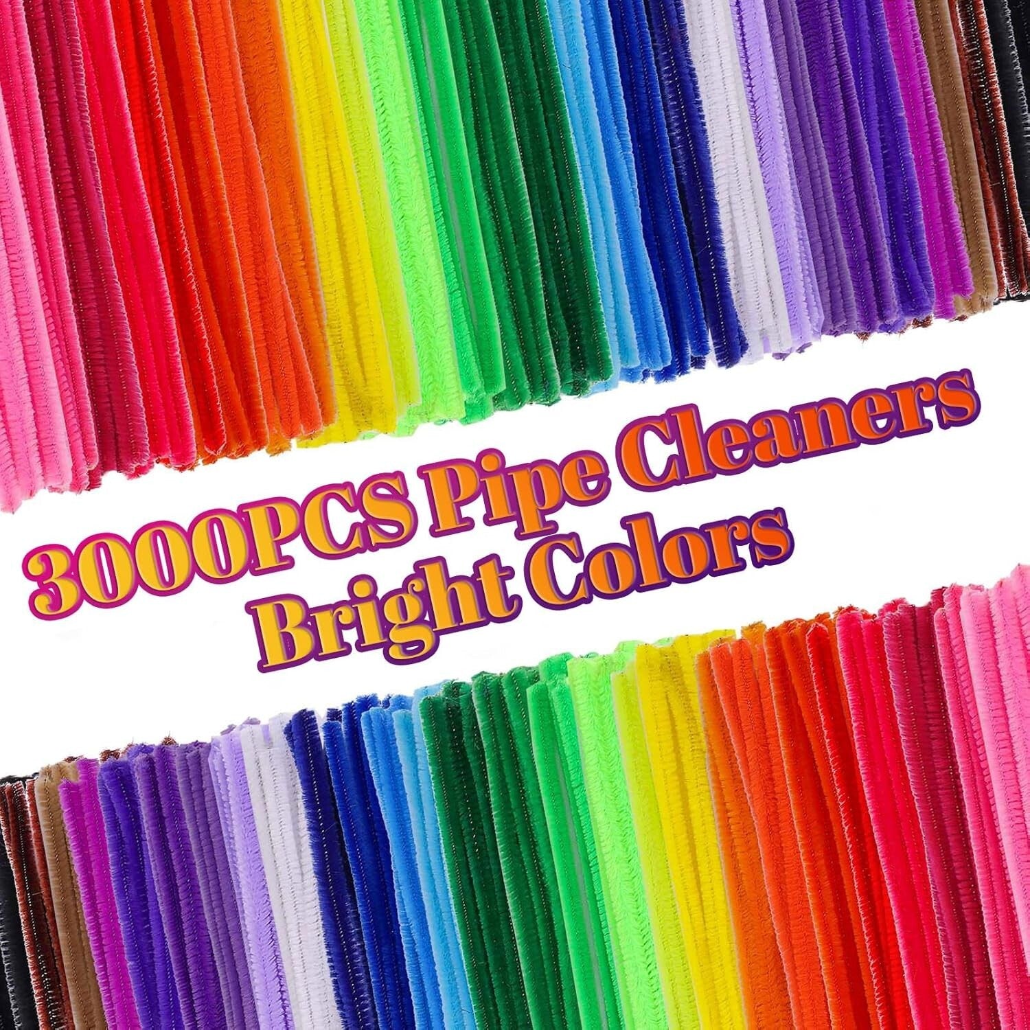 Large 3000-Piece Chenille Stems & Wiggle Eyes Set for Craft Classes & Home Fun