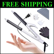 Load image into Gallery viewer, Compact Dual Voltage Travel Styler – Curling Iron with EU Plug &amp; Argan Infusion