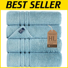 Load image into Gallery viewer, Premium Comfort Light Blue Bath Towels - 4 Pack, Quick-Dry &amp; Machine Washable