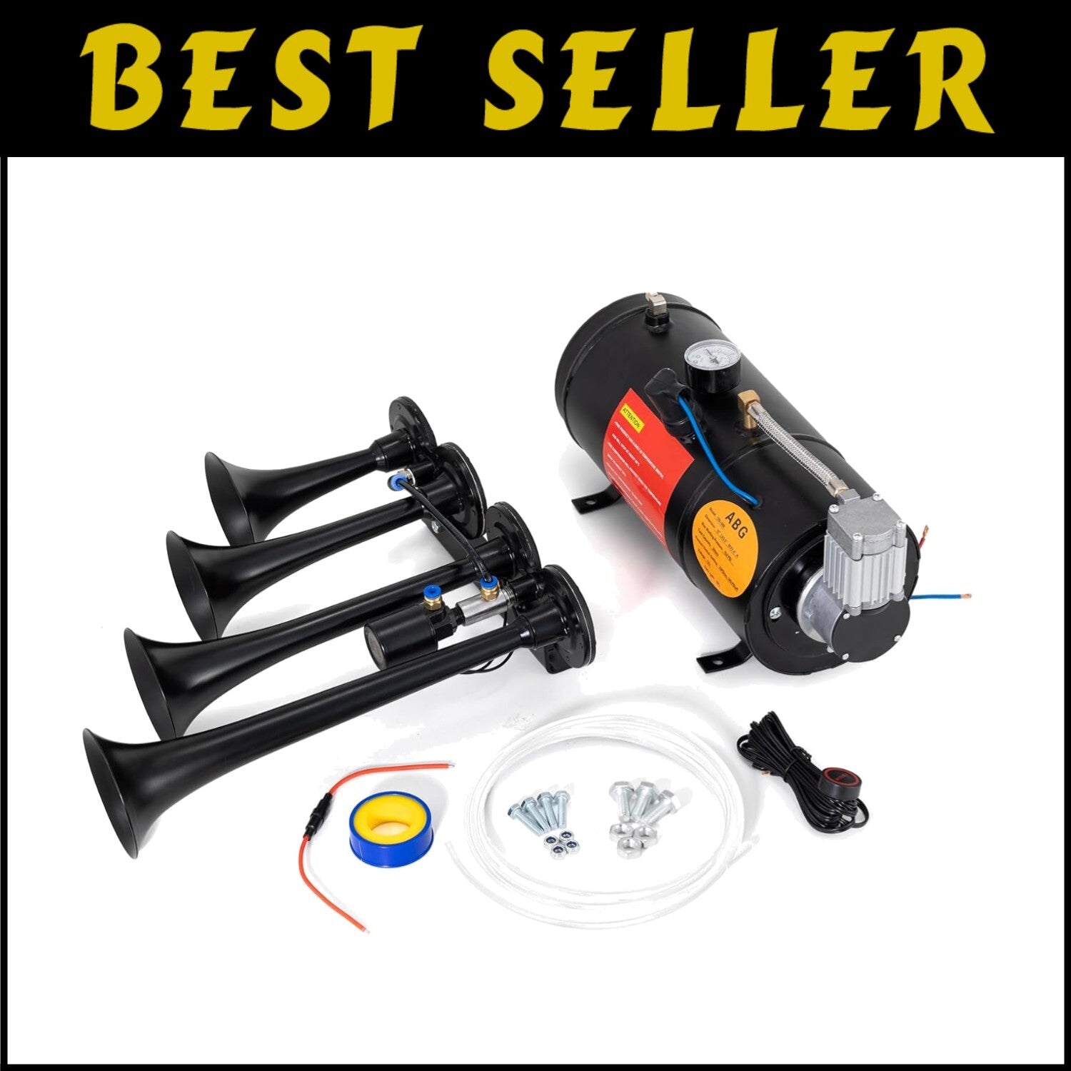 Complete 178dB Train Horn System with Easy Installation - Heavy Duty Durability