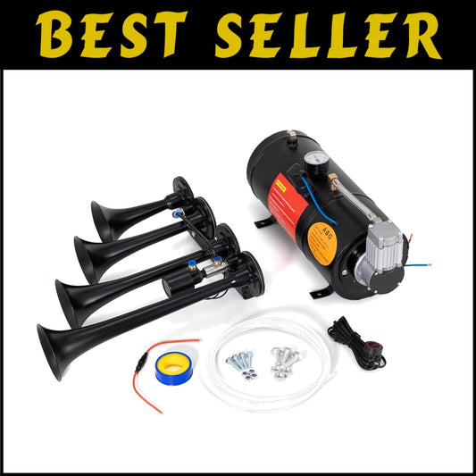 Complete 178dB Train Horn System with Easy Installation - Heavy Duty Durability