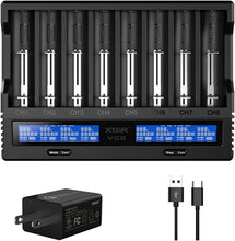 Load image into Gallery viewer, Versatile 8-Slot Battery Charger with Grading Mode &amp; Safety Features Included