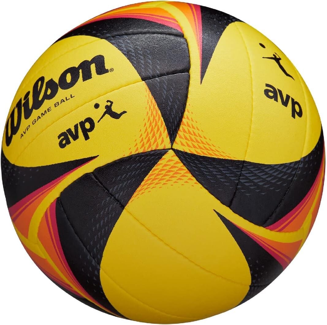 AVP OPTX Official Size Volleyball - Yellow/Black, Beach-Ready Performance