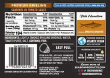 Load image into Gallery viewer, Wild Caught Brisling Sardines in Tomato Sauce - High Protein Keto Snack, 12-Pack