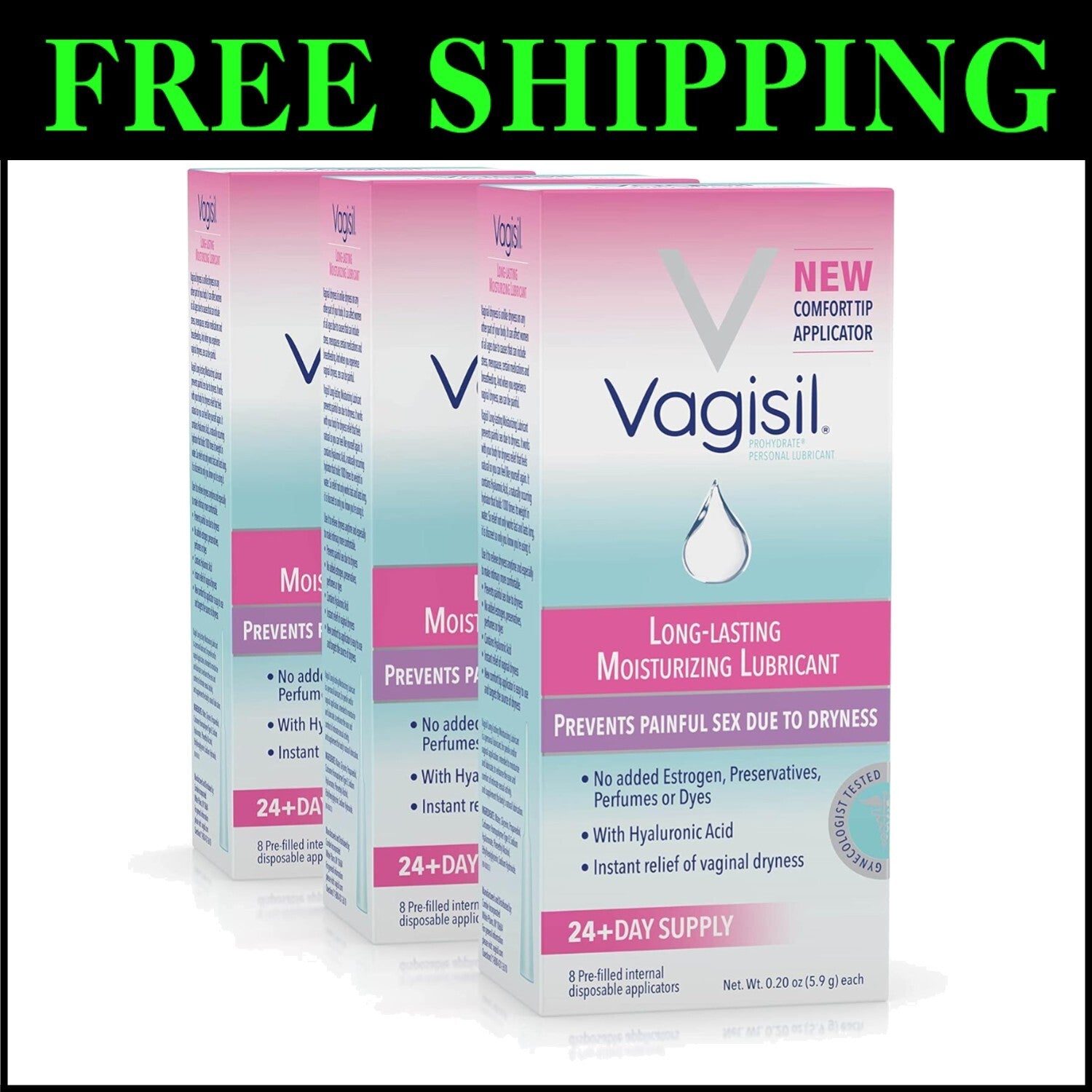 Unscented Prohydrate Moisturizer - 24 Pre-Filled Applicators for Vaginal Comfort