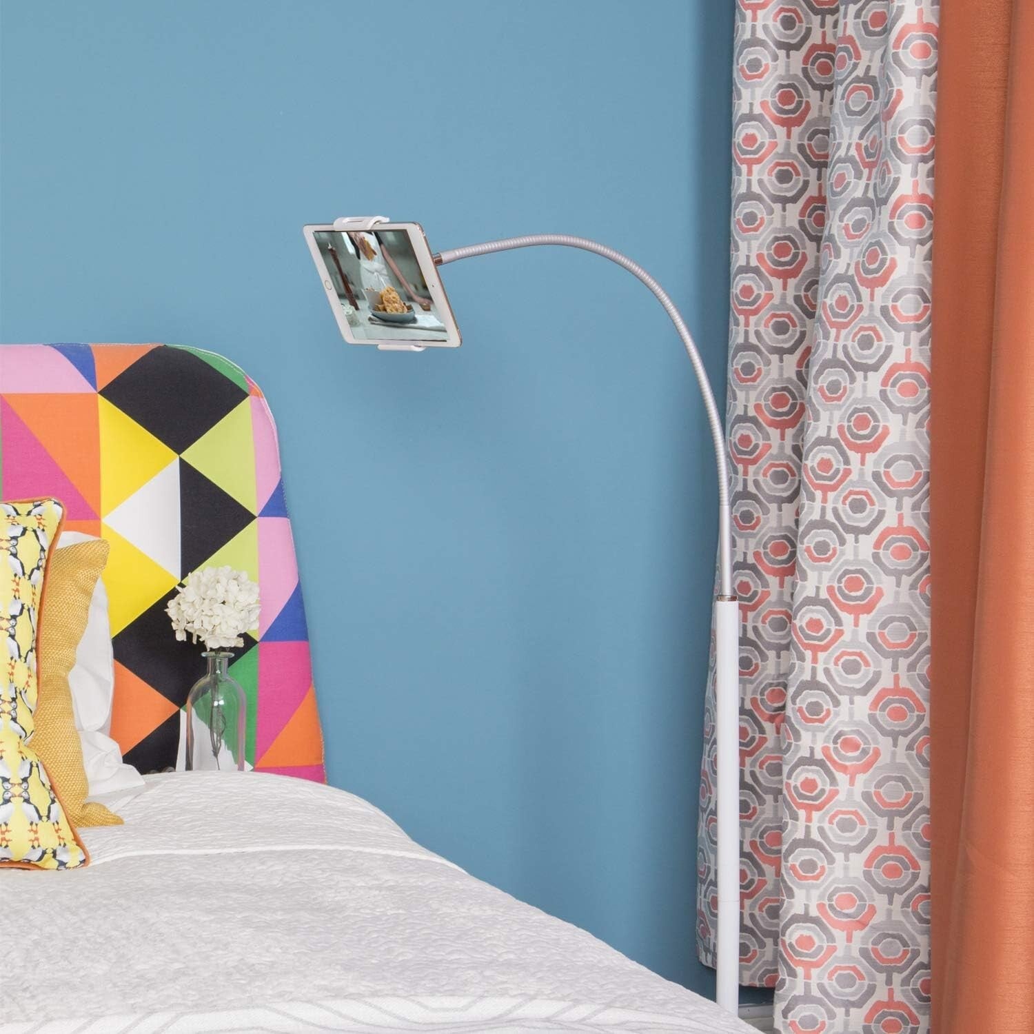 Elegant Adjustable Tablet Floor Stand with Flexible Gooseneck for 3.5"-10.6"