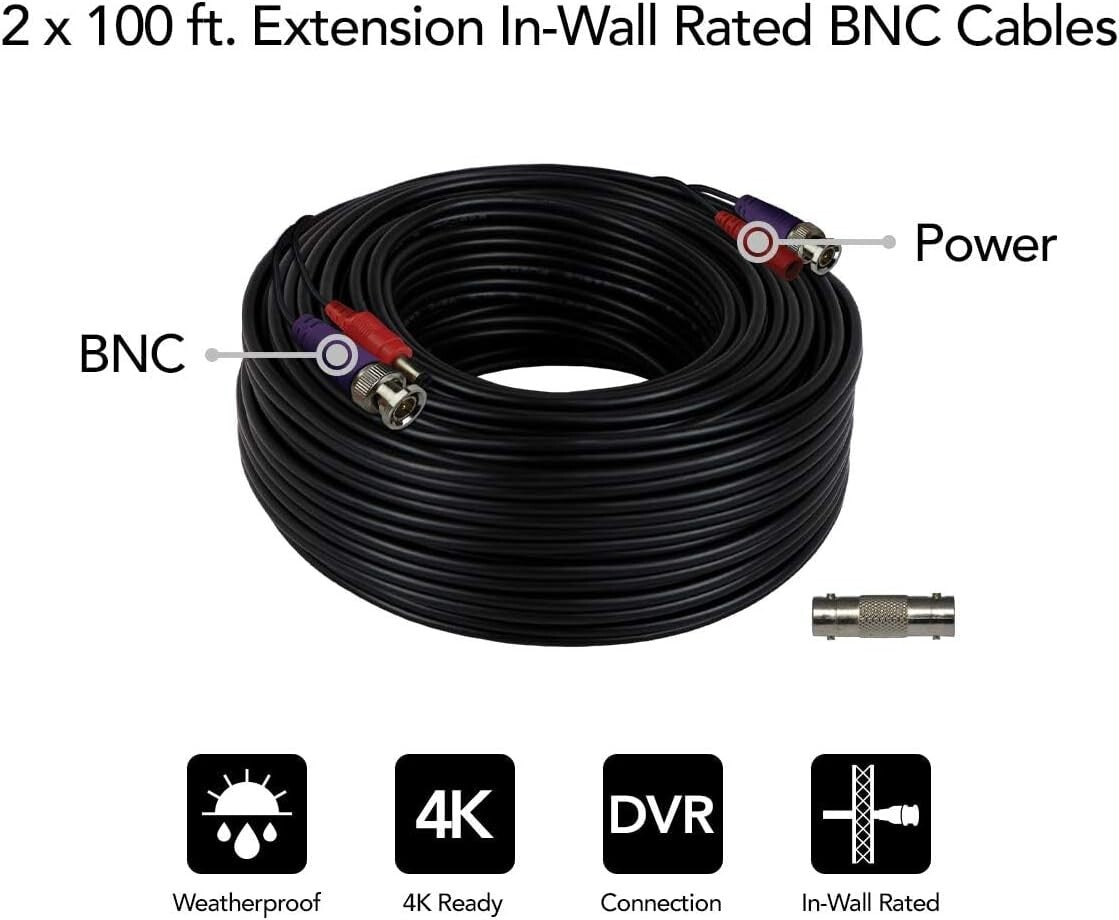 100 ft In-Wall Camera Extension Cable - Perfect for Indoor & Outdoor Security