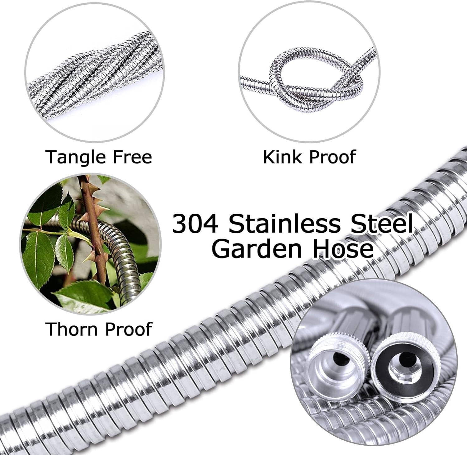 75FT Flexible Stainless Steel Garden Hose - Leak-Resistant & Durable Design
