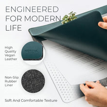 Load image into Gallery viewer, Stylish Green Desk Mat with Anti-Slip Design and Document Slot - 35 x 17 Inches