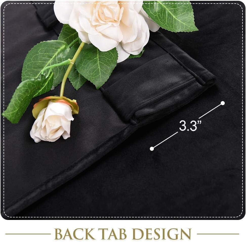 Elegant Black Velvet Blackout Curtains 52W x 132L - Stylish Thermal Insulation