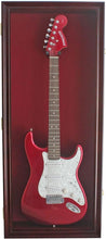 Load image into Gallery viewer, Stunning Wall-Mount Electric Guitar Display with Red Felt &amp; Mahogany Finish