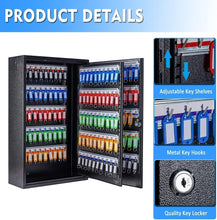 Load image into Gallery viewer, Secure Black Metal Key Holder Cabinet with 200 Tags &amp; Easy Wall Mount Features