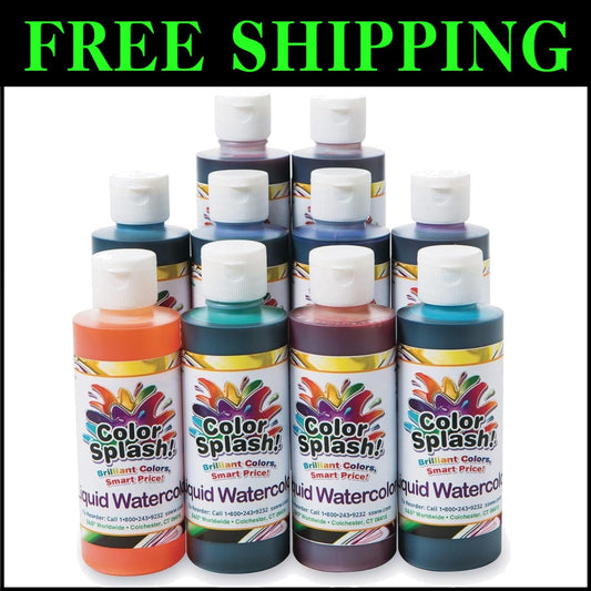 Creative Liquid Watercolor Paint Set, 8oz Bottles, Non-Toxic 10 Color Assortment