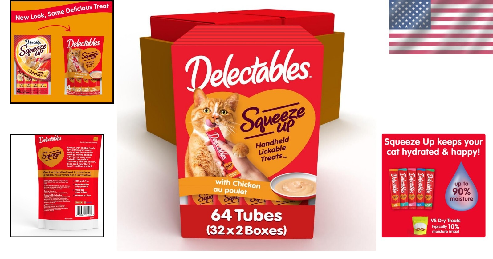 Handheld Lickable Cat Treats for Adult & Senior Cats - Chicken Flavor (16 Count)