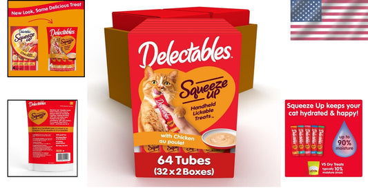 Handheld Lickable Cat Treats for Adult & Senior Cats - Chicken Flavor (16 Count)