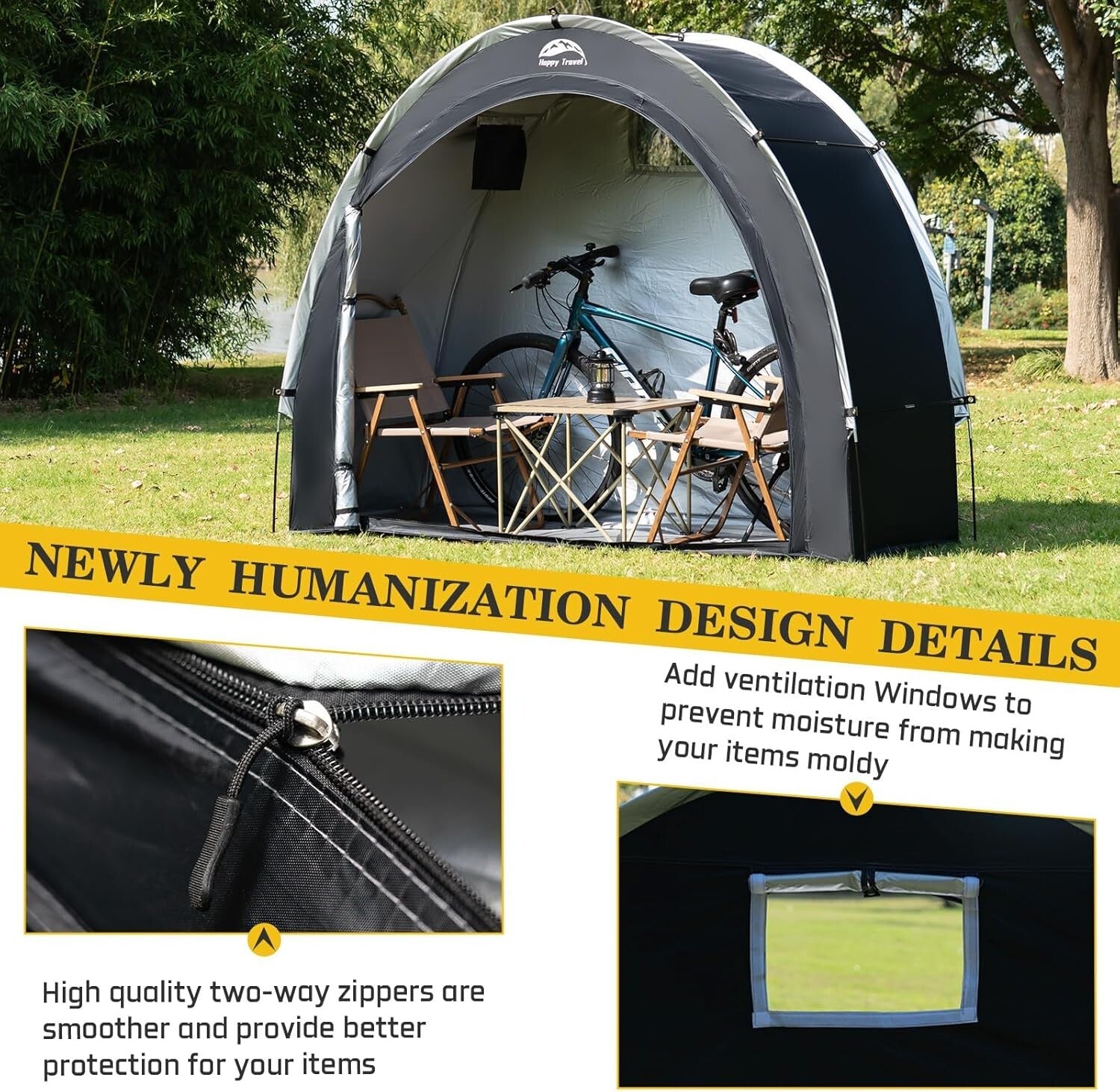 Durable 210D Waterproof Bicycle Storage Tent with Quick Setup - Fits 2-3 Bikes