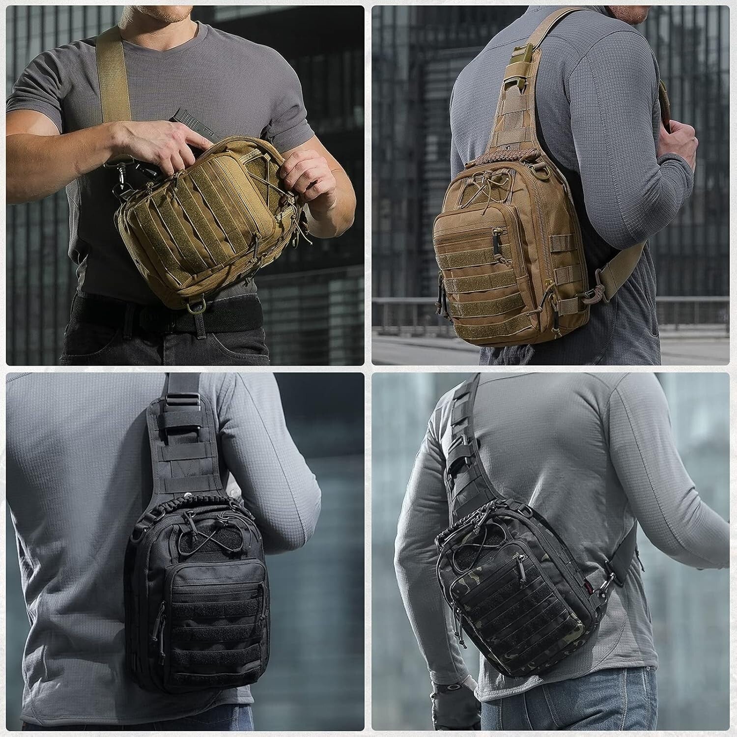 Versatile Tactical Sling Bag with Molle System - Ideal for Outdoor Adventures