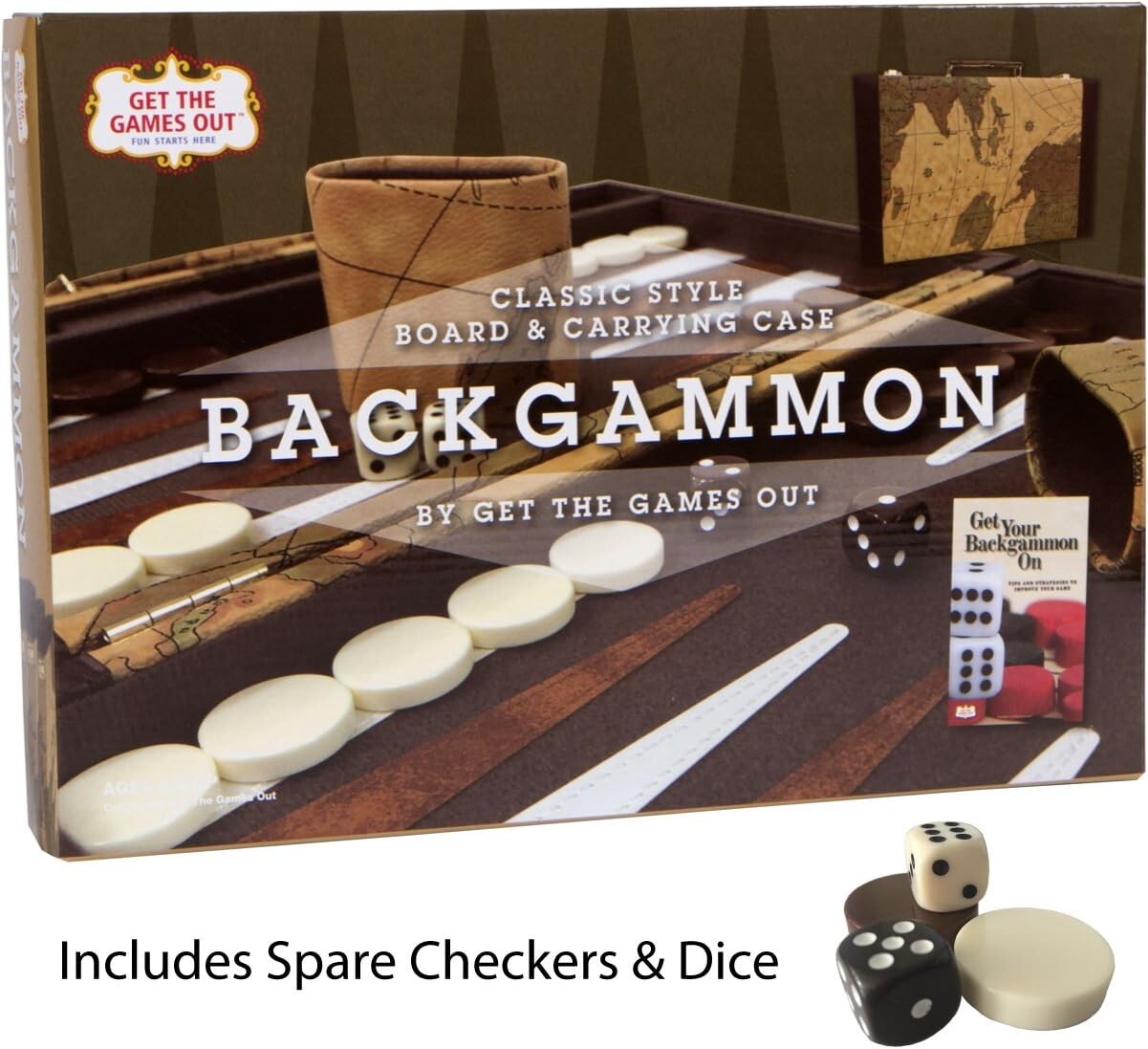 Classic Backgammon Set - Elegant Leatherette Case + Complete Guide Included