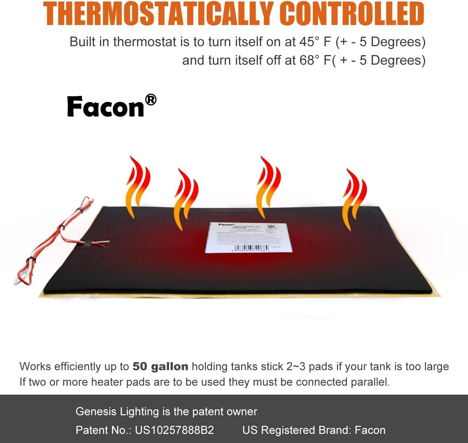 Dual Pack QAI Certified RV Tank Heater Pads - Prevent Freezing Up to 50 Gal