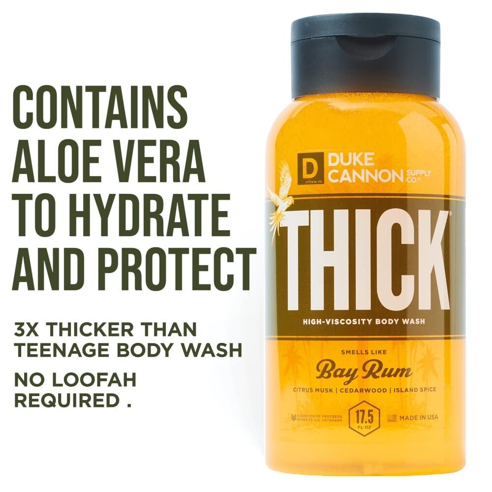 Duke Cannon Thick Body Wash - Bay Rum Scent, 3 Bottles for Ultimate Freshness
