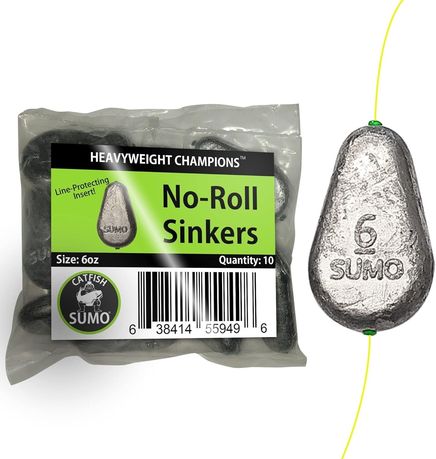 High-Quality 6oz Lead Sinkers with Protective Inserts - 10-Pack for Anglers