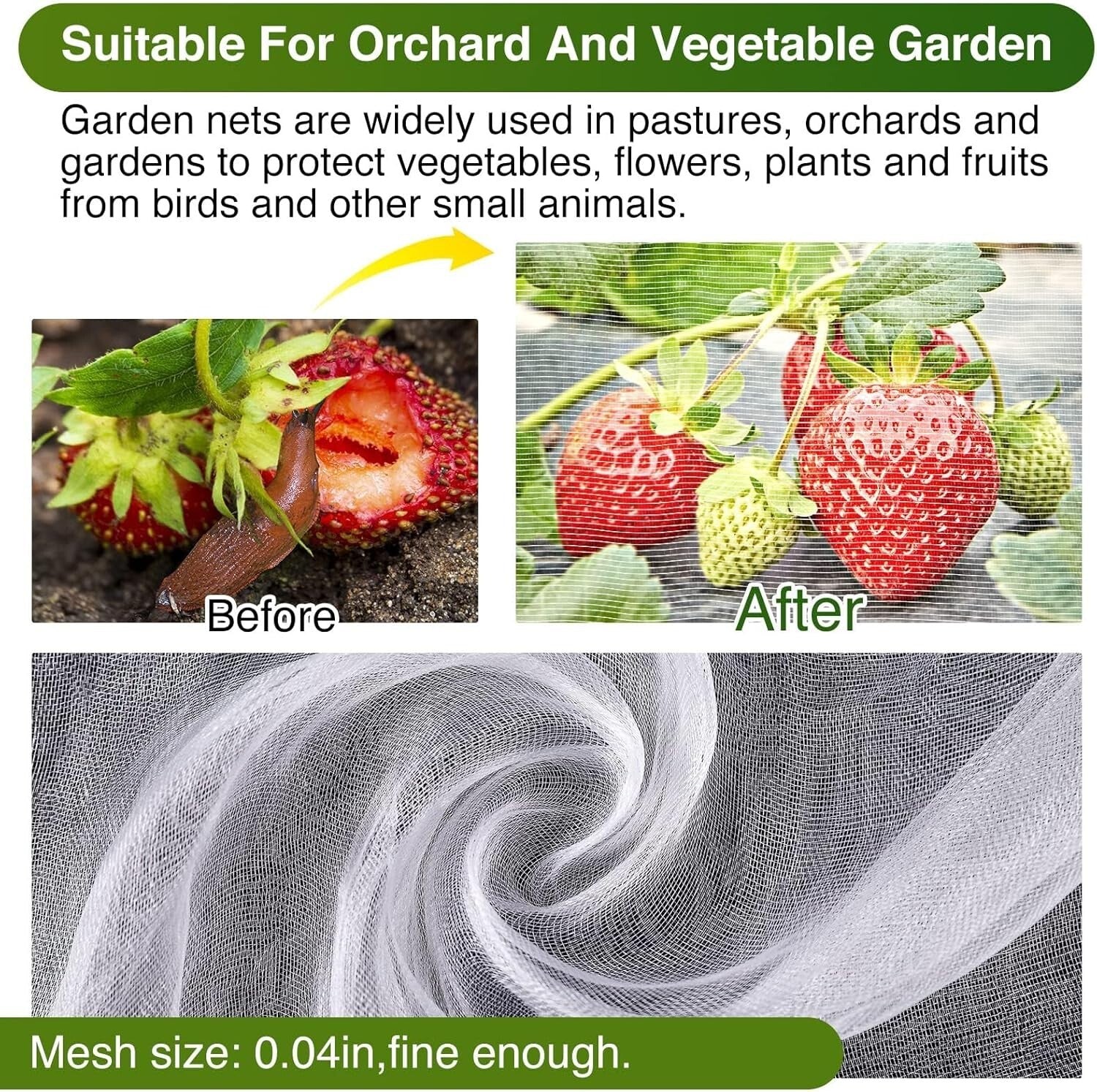 10X100FT Garden Mesh Netting for Ultimate Fruit Tree Protection & Plant Care