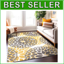 Load image into Gallery viewer, Elegant Yellow Floral Area Rug 5' x 7' - Soft, Durable, and Stylish Choice