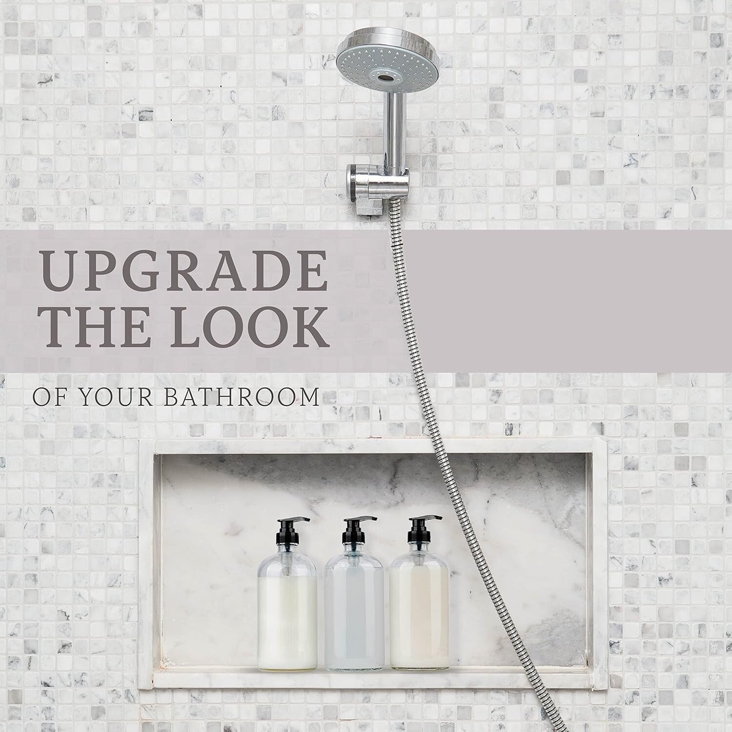 Durable 32 oz Flint Glass Pump Dispenser - Reusable Shampoo Bottle Solution