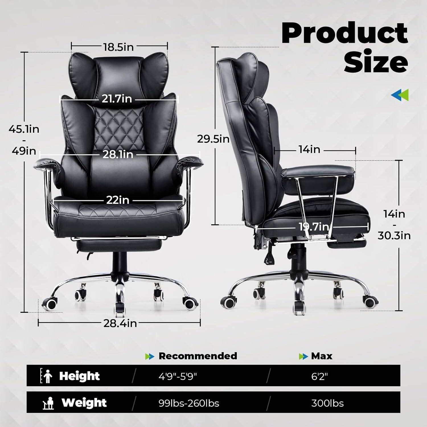Big & Tall Executive Chair with Soft Armrests, Adjustable & Versatile