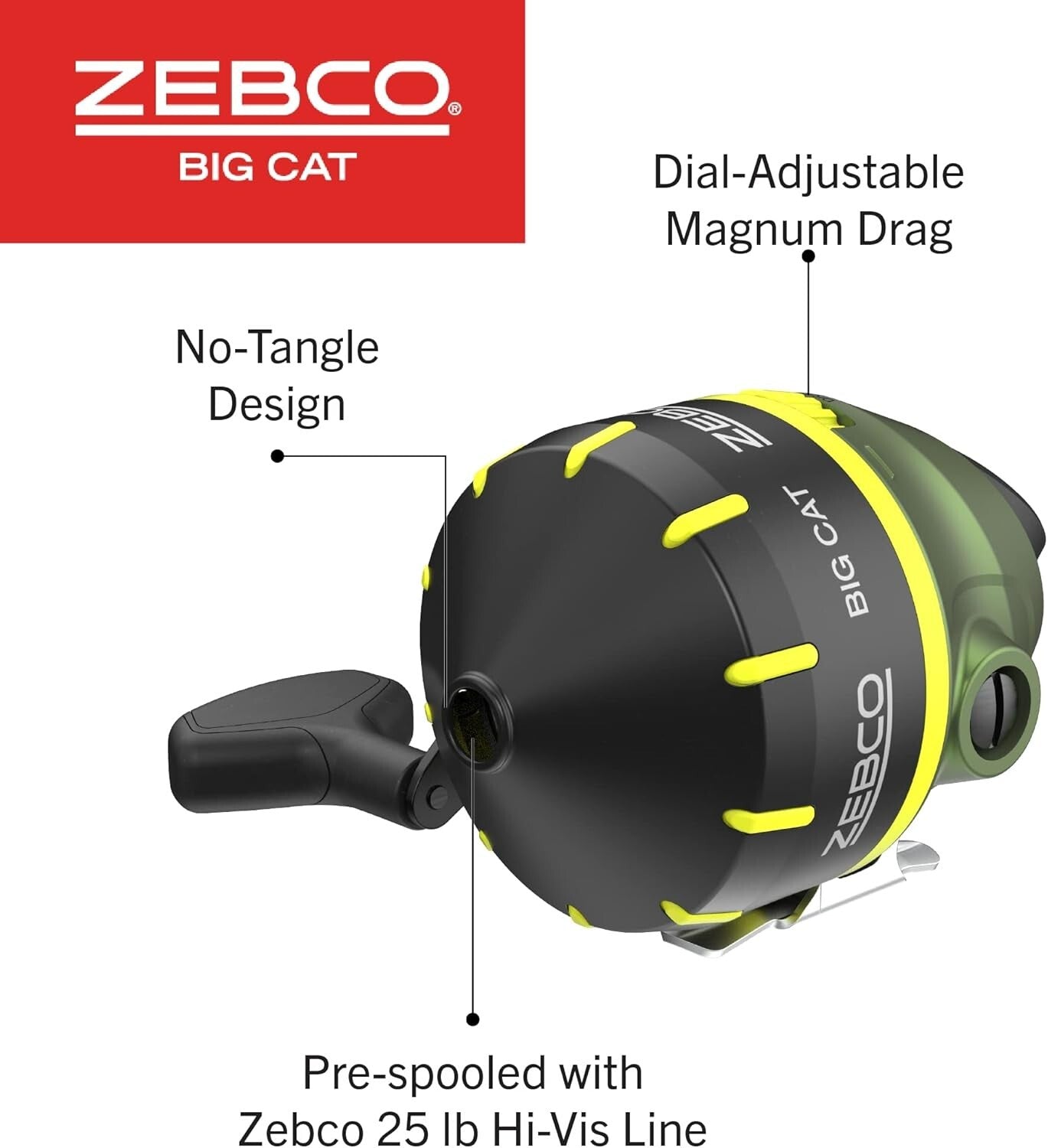 Big Cat Spincast Fishing Combo with 25 Lbs Drag - Perfect for Catfish Fishing