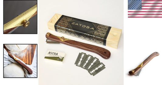 Elegant Walnut Bread Lame with Alloy Steel Blade & Precision Cut Razors