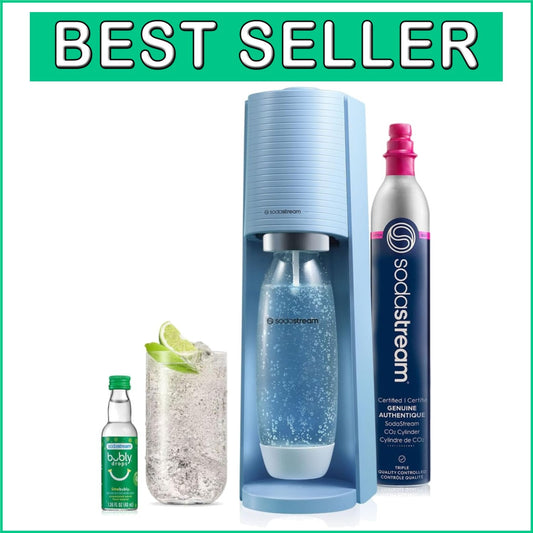 Elegant Misty Blue Sparkling Water Maker - CO2 Included for Effortless Hydration