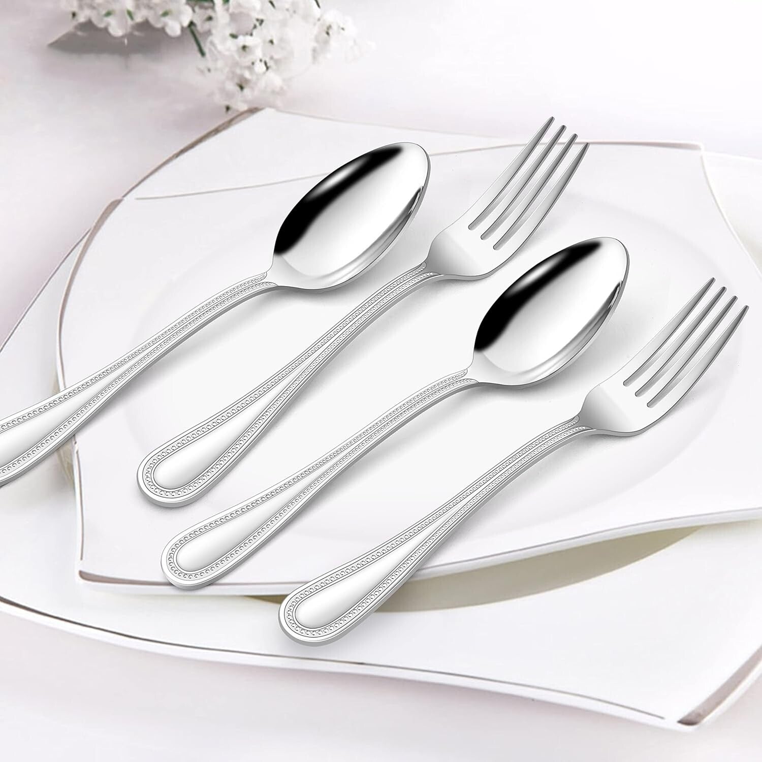 Dishwasher Safe Stainless Steel Cutlery Set for 12 – Luxurious Dining Experience
