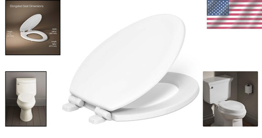 Durable White Elongated Toilet Seat with Quiet-Close Technology for Comfort